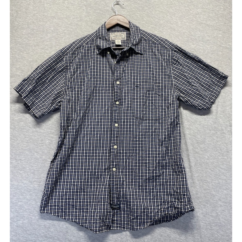 Woods & Gray Shirt Mens Medium Multicolor Micro Gingham Plaid Cotton Button Down